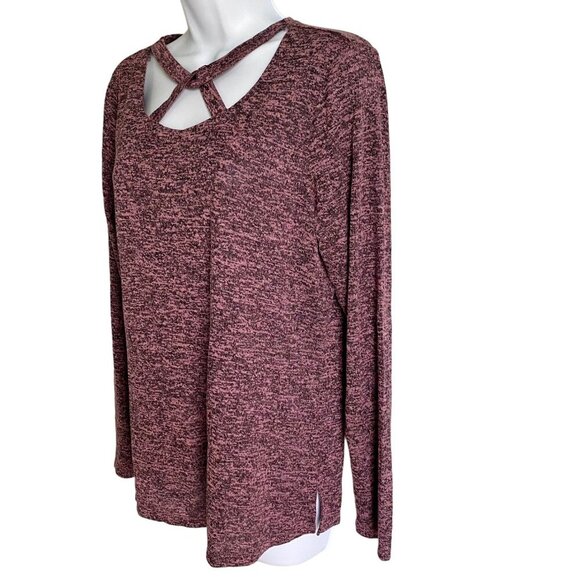 Kathy Ireland Purple Long Sleeve Knit Top Cross-Front Women's Medium NEW NWT - Picture 3 of 9